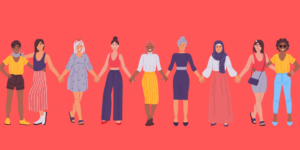 Illustration "Call for Local Leads", Frauen Hand in Hand